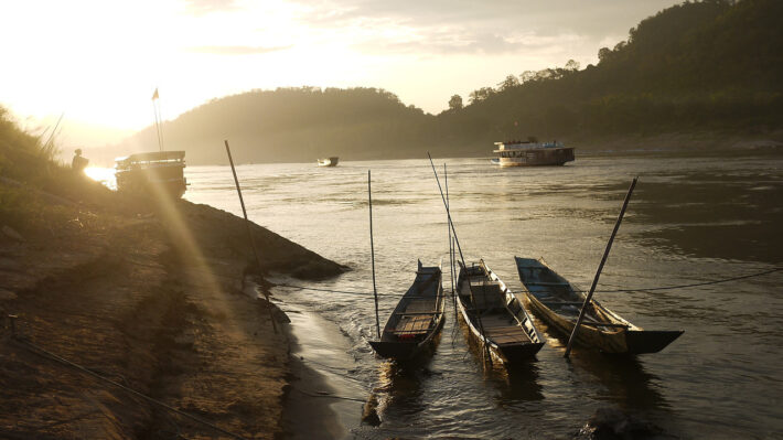Sunset on the Mekong River in Laos