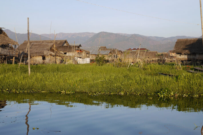 Stilt houses and floating gardens on Inle Lake