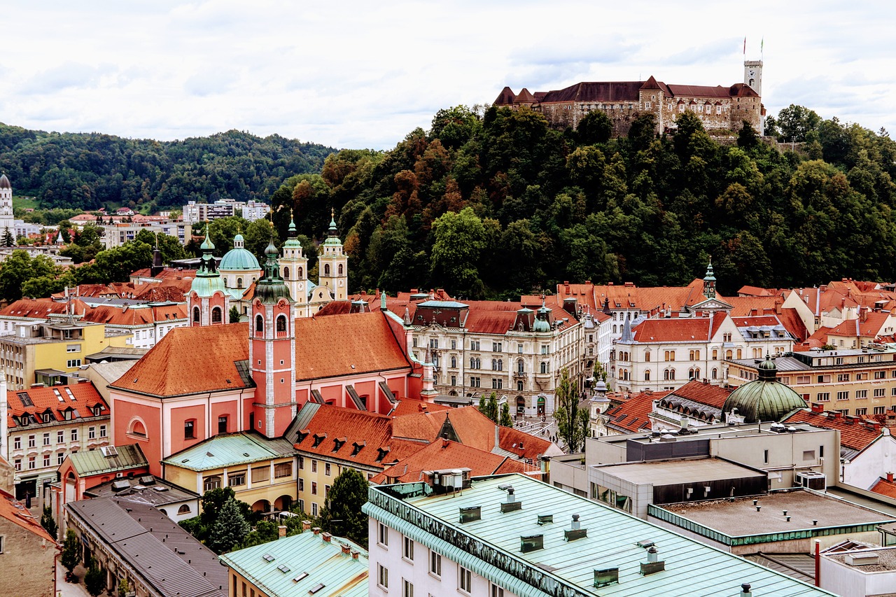 views of Ljubljana Castle and the city